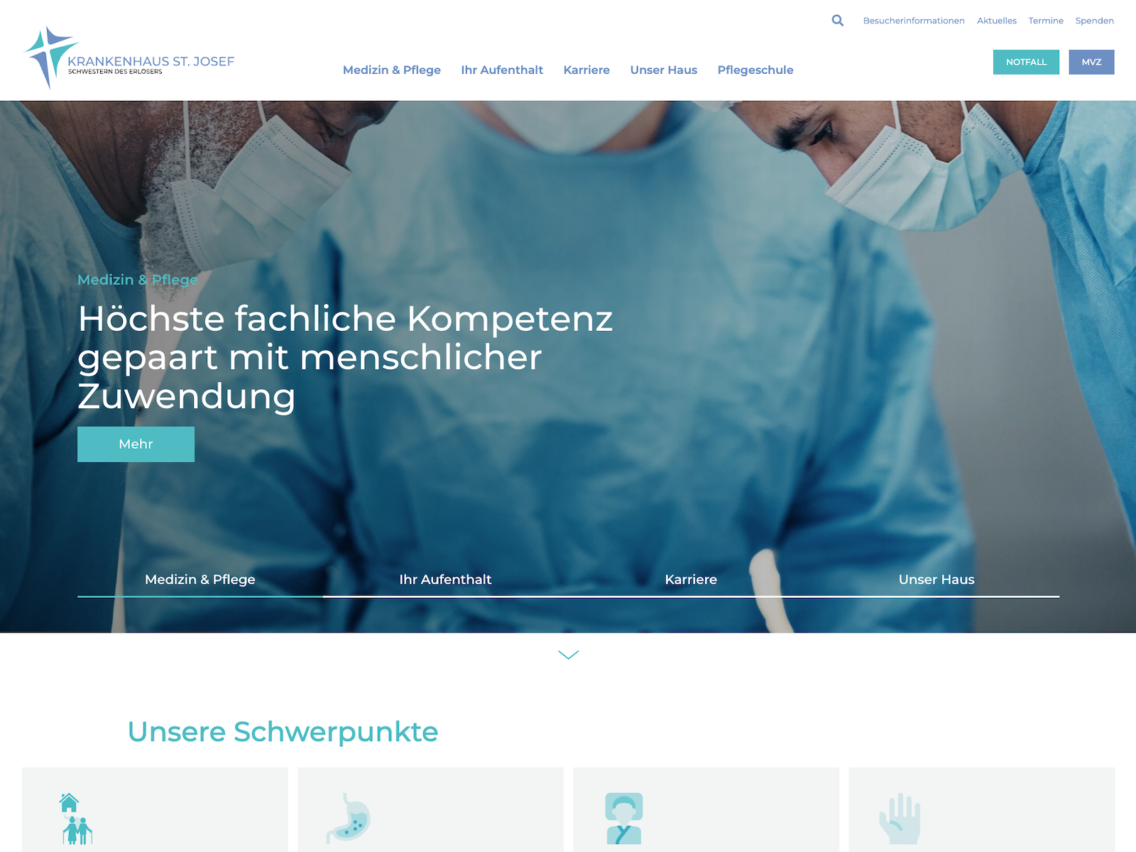 Modernes Webdesign für medizinische Dienstleistungen mit Fokus auf Benutzerfreundlichkeit und professionellem Auftritt