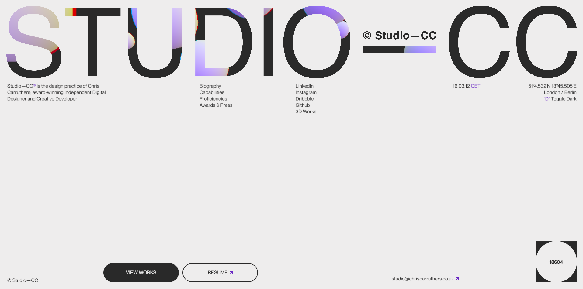 STUDIO=CC logo and branding design on white background