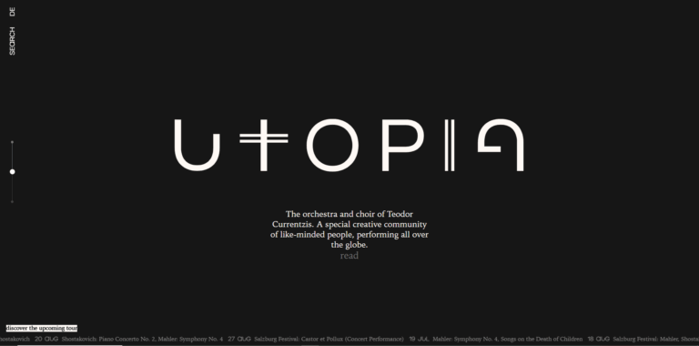 Utopia branding logo on black background – minimalist design concept