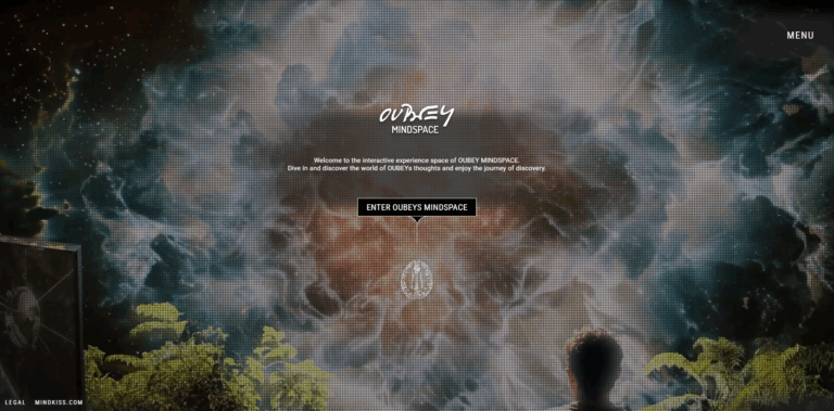 Futuristic cinematic banner with clouds and digital overlay – Mara Visual concept design