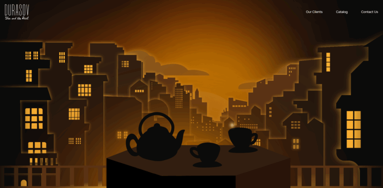 Stylized smart city illustration at sunset with urban skyline and digital elements